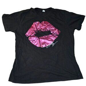 Dolly Parton T-shirt Tee Shirt Women's Adult XL Black Pink Lips Kiss Lipstick
